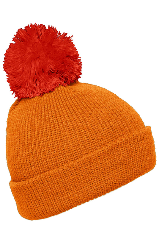 Strickmütze mit Umschlag und Pompon - MB7967