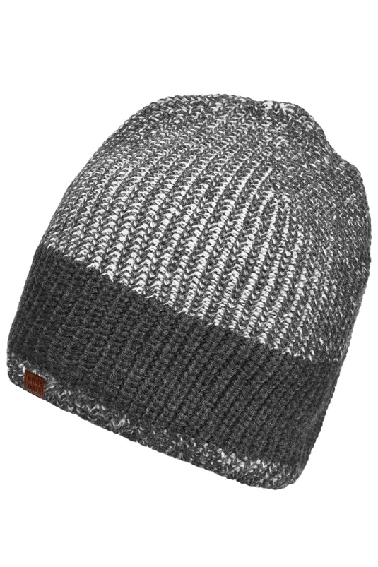 Melierte Strickmütze in modischem Ripp-Design - MB7993