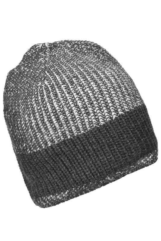 Melierte Strickmütze in modischem Ripp-Design - MB7993