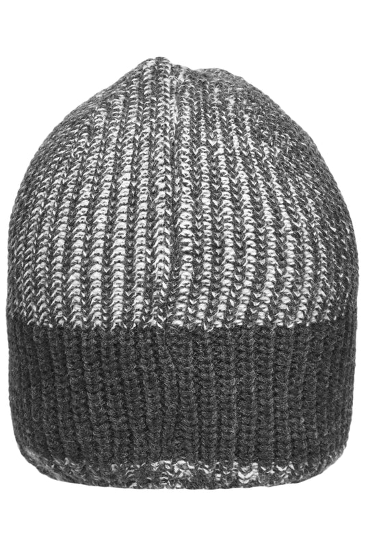 Melierte Strickmütze in modischem Ripp-Design - MB7993