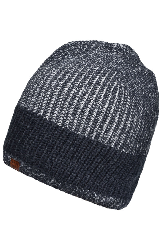 Melierte Strickmütze in modischem Ripp-Design - MB7993