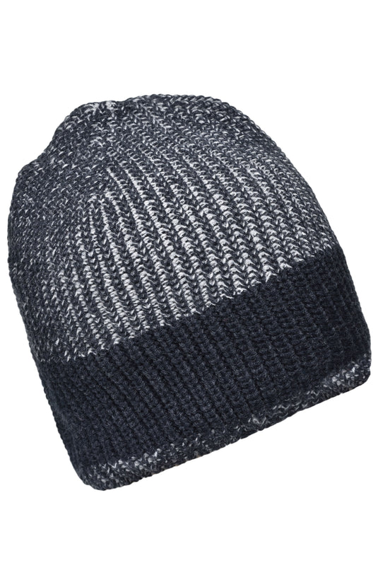 Melierte Strickmütze in modischem Ripp-Design - MB7993
