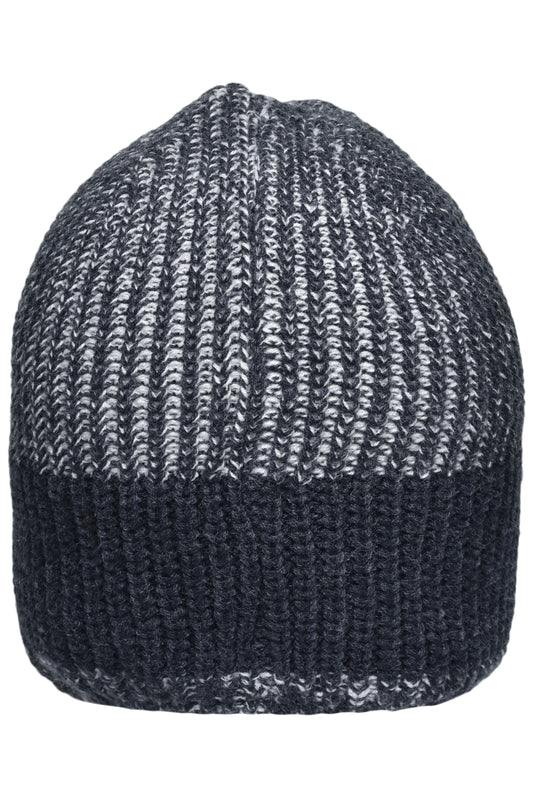 Melierte Strickmütze in modischem Ripp-Design - MB7993