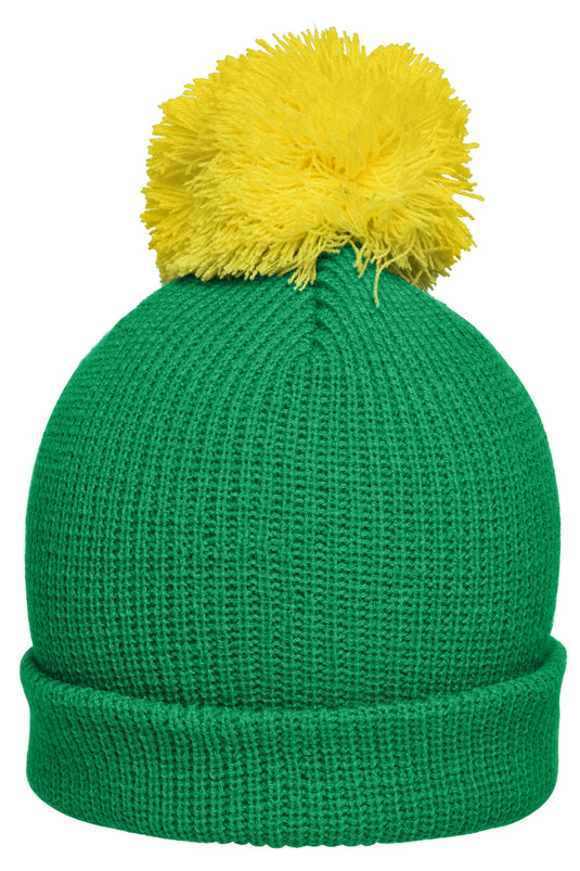 Strickmütze mit Umschlag und Pompon - MB7967