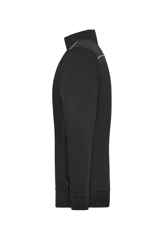 Sweat-Jacke mit Stehkragen und Kontrastpaspel - JN894