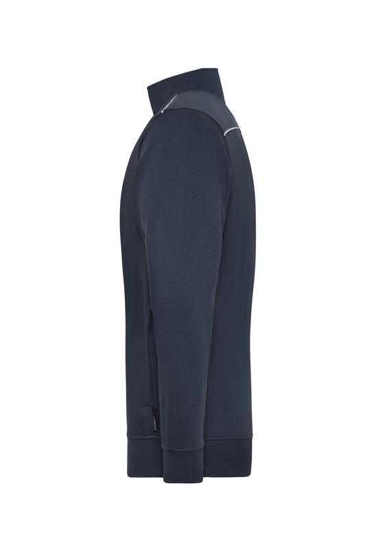 Sweat-Jacke mit Stehkragen und Kontrastpaspel - JN894