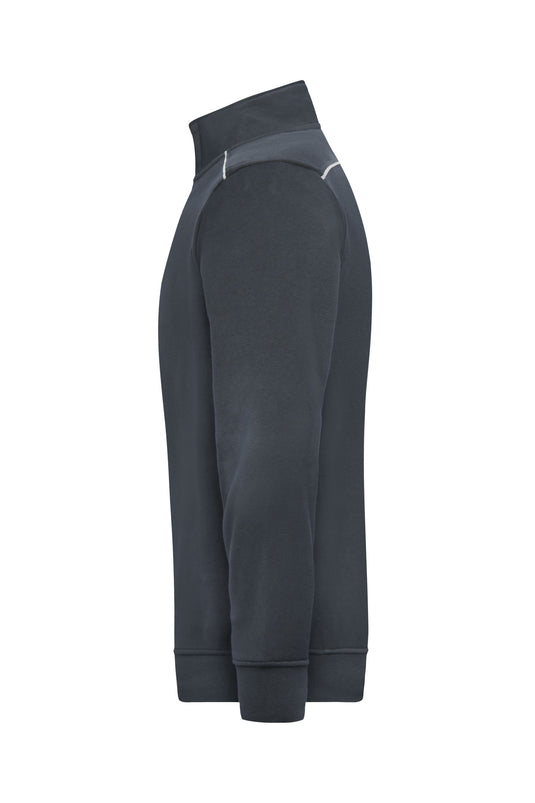 Sweatshirt mit Stehkragen, Reißverschluss und Kontrastpaspel - JN895
