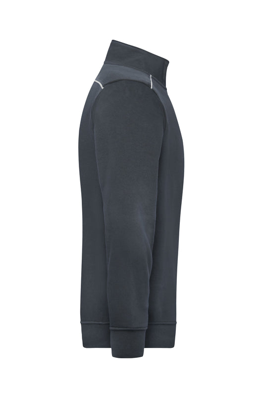 Sweatshirt mit Stehkragen, Reißverschluss und Kontrastpaspel - JN895