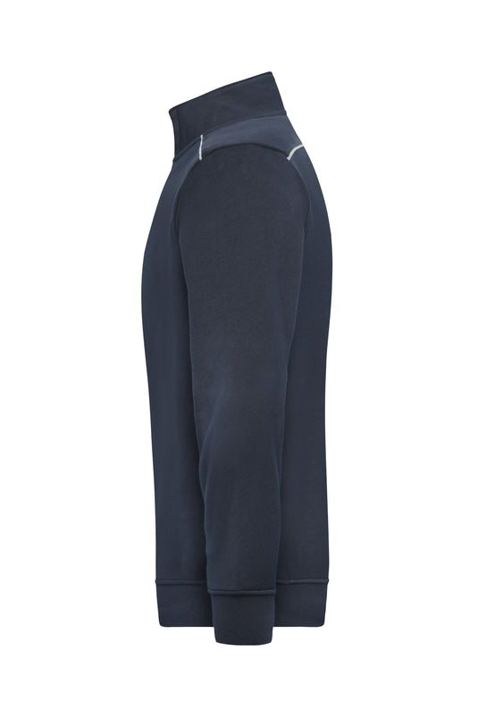 Sweatshirt mit Stehkragen, Reißverschluss und Kontrastpaspel - JN895