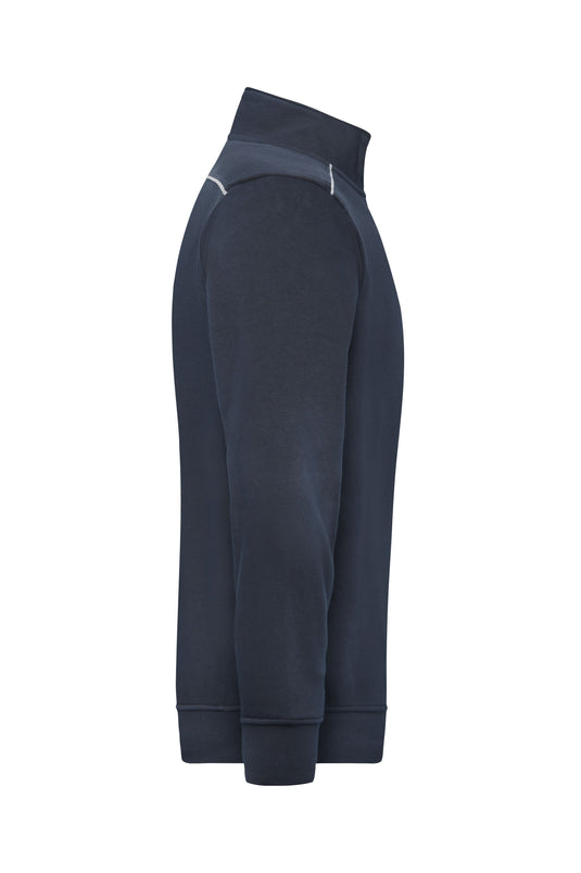 Sweatshirt mit Stehkragen, Reißverschluss und Kontrastpaspel - JN895