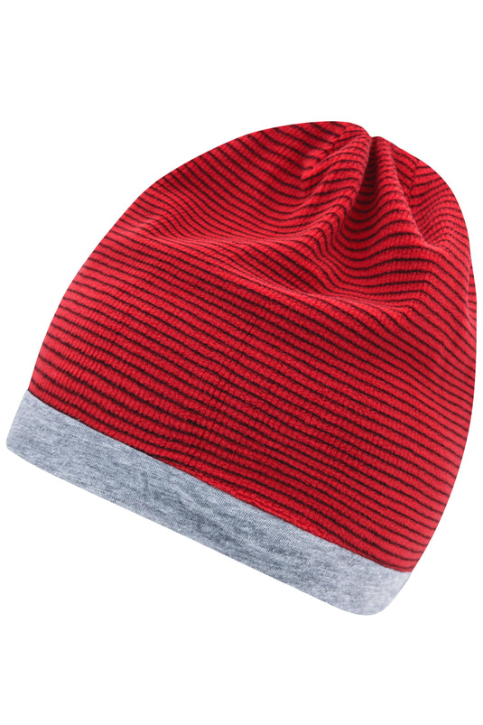 Stretchfleece-Mütze mit Kontrastabschluss - MB7127