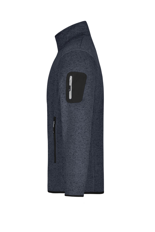 Modische Strickfleece Jacke mit Stehkragen - JN762