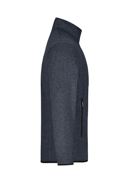 Modische Strickfleece Jacke mit Stehkragen - JN762