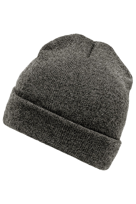 Melierte Strickmütze mit Umschlag - MB7122