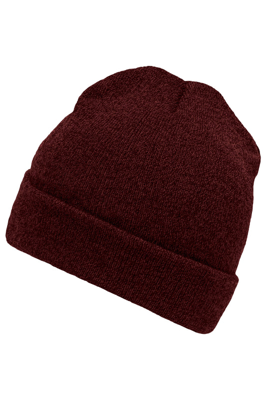 Melierte Strickmütze mit Umschlag - MB7122