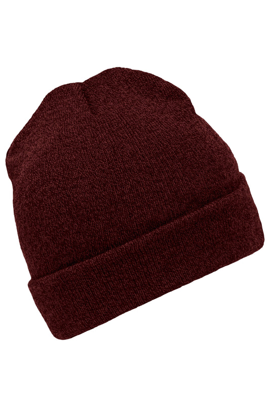 Melierte Strickmütze mit Umschlag - MB7122