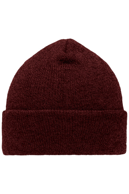 Melierte Strickmütze mit Umschlag - MB7122