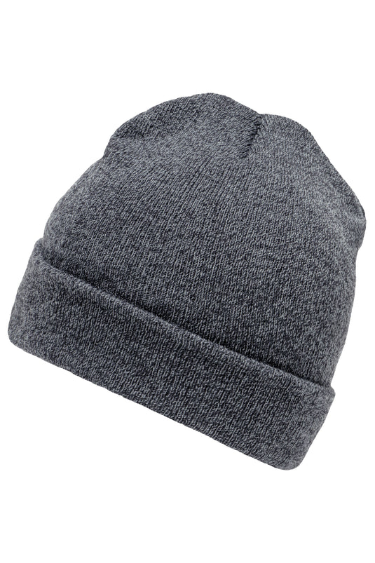 Melierte Strickmütze mit Umschlag - MB7122