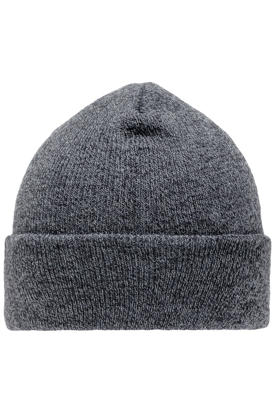 Melierte Strickmütze mit Umschlag - MB7122