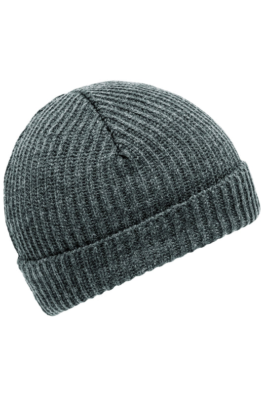 Melierte Strickmütze mit Krempe - MB7992