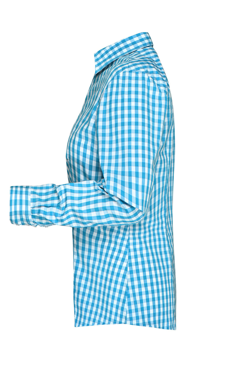 Laden Sie das Bild in Galerie -Viewer, Modisches Karoshirt mit Uni-Einsätzen an Kragen und Manschette - JN616
