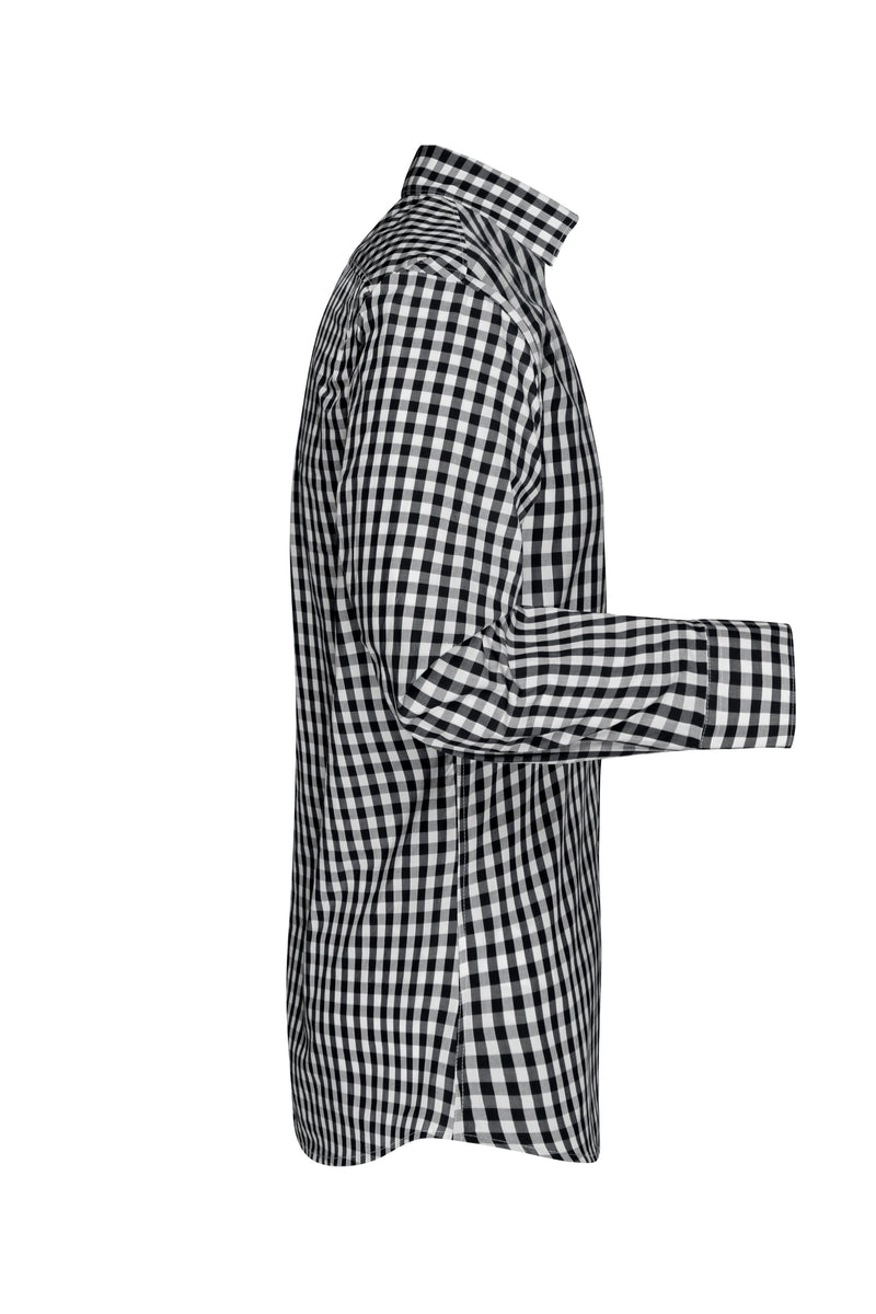 Laden Sie das Bild in Galerie -Viewer, Modisches Karoshirt mit Uni-Einsätzen an Kragen und Manschette - JN617

