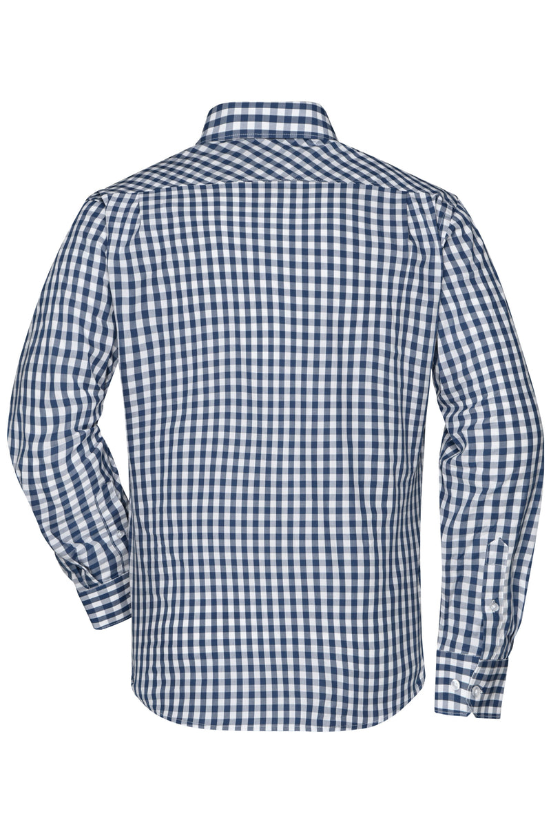 Laden Sie das Bild in Galerie -Viewer, Modisches Karoshirt mit Uni-Einsätzen an Kragen und Manschette - JN617
