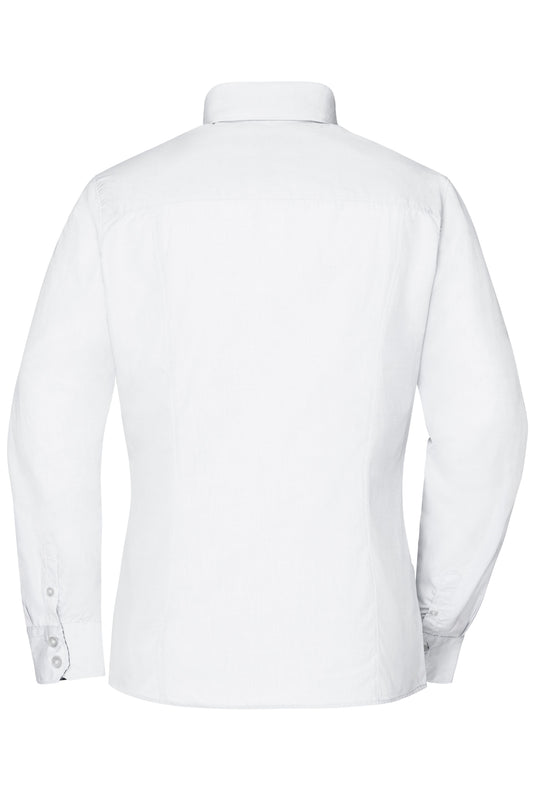 Modisches Shirt mit Karo-Einsätzen an Kragen und Manschette - JN618