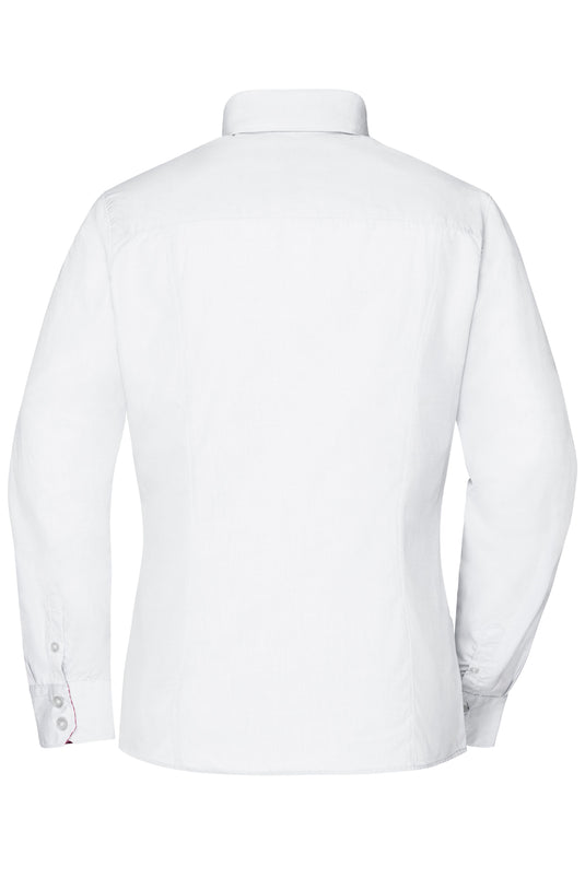 Modisches Shirt mit Karo-Einsätzen an Kragen und Manschette - JN618