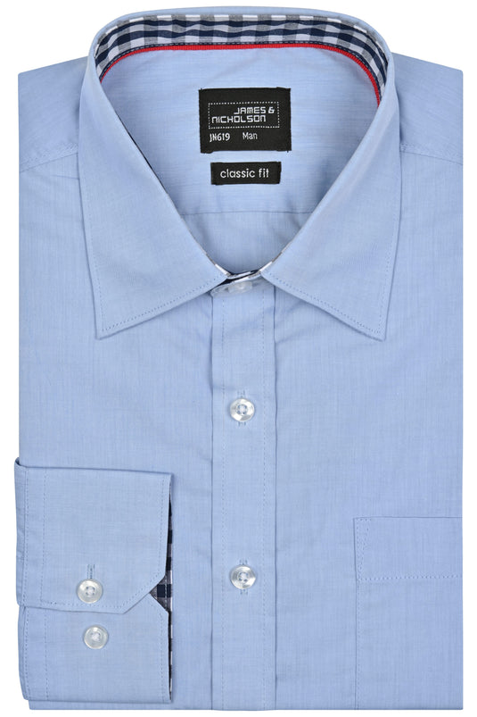 Modisches Shirt mit Karo-Einsätzen an Kragen und Manschette - JN619