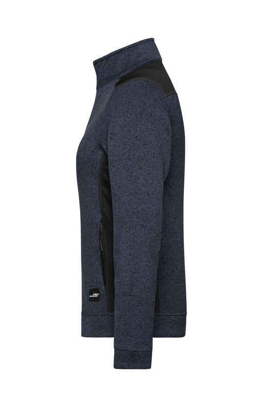 Pflegeleichte Strickfleece Jacke im Materialmix - JN861