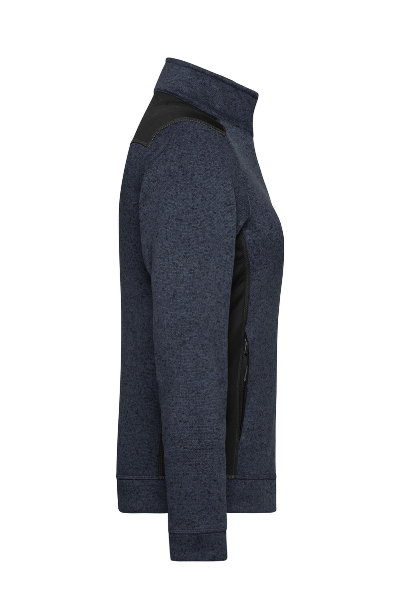 Laden Sie das Bild in Galerie -Viewer, Pflegeleichte Strickfleece Jacke im Materialmix - JN861
