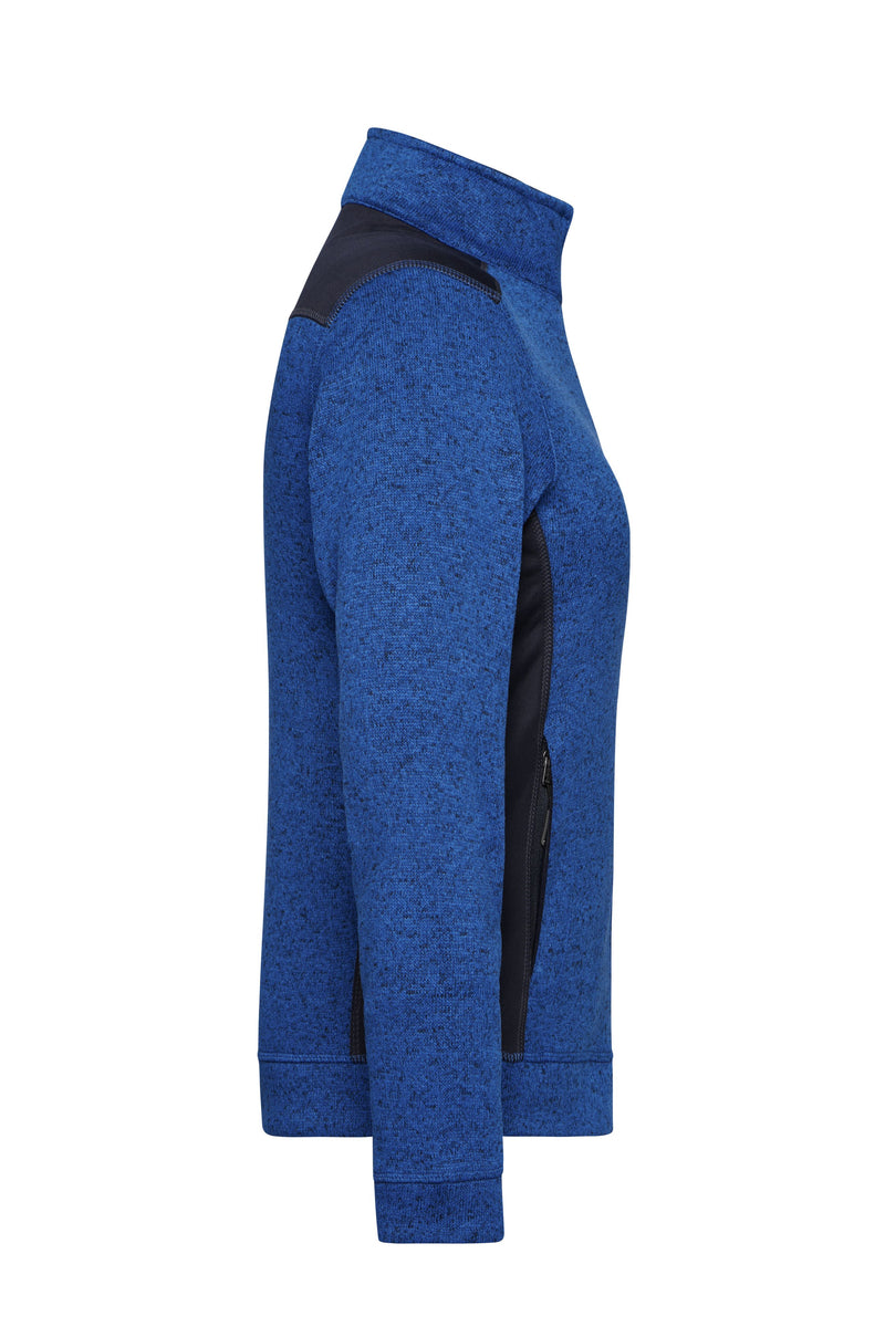 Laden Sie das Bild in Galerie -Viewer, Pflegeleichte Strickfleece Jacke im Materialmix - JN861
