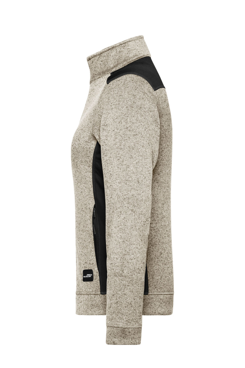 Laden Sie das Bild in Galerie -Viewer, Pflegeleichte Strickfleece Jacke im Materialmix - JN861
