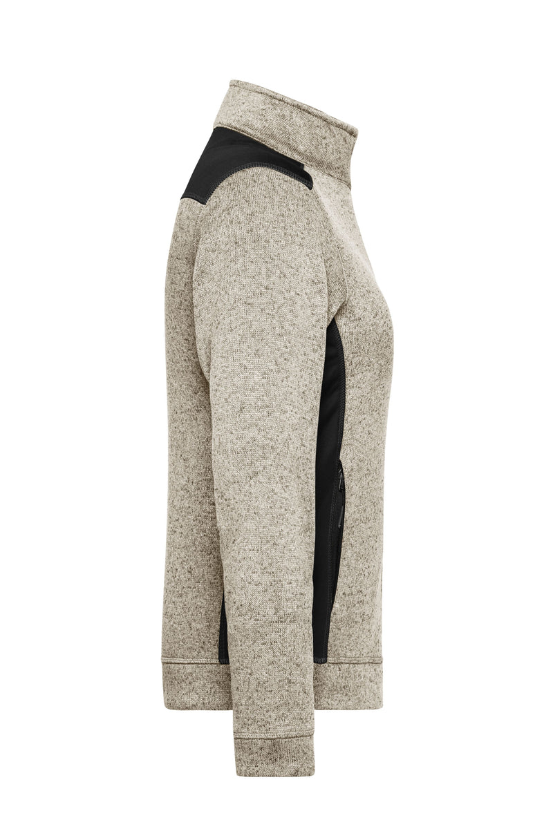 Laden Sie das Bild in Galerie -Viewer, Pflegeleichte Strickfleece Jacke im Materialmix - JN861
