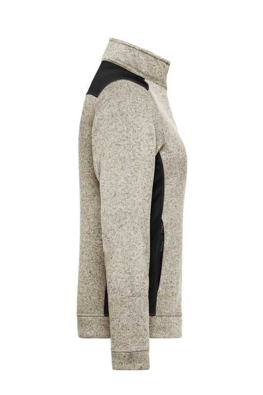 Pflegeleichte Strickfleece Jacke im Materialmix - JN861