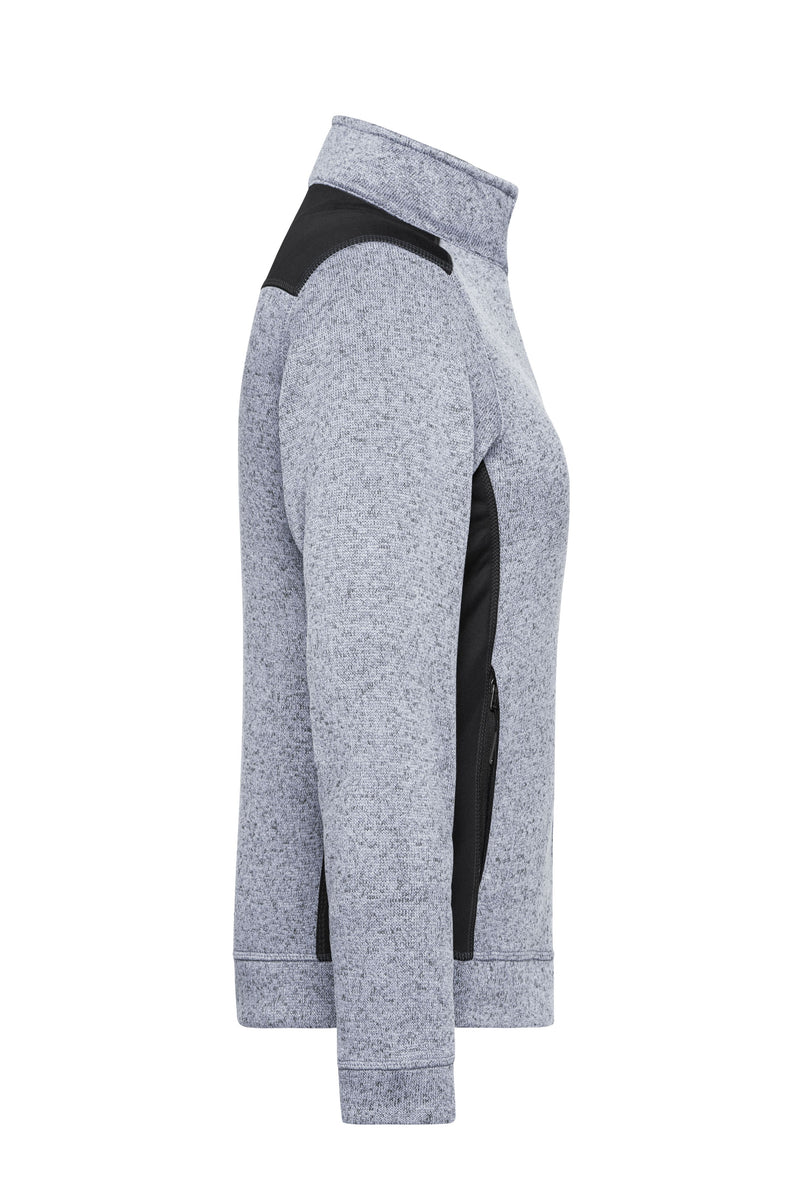 Laden Sie das Bild in Galerie -Viewer, Pflegeleichte Strickfleece Jacke im Materialmix - JN861
