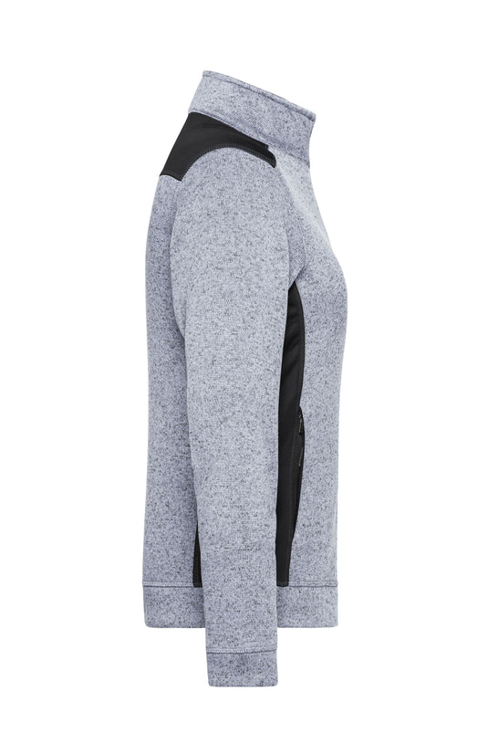 Pflegeleichte Strickfleece Jacke im Materialmix - JN861