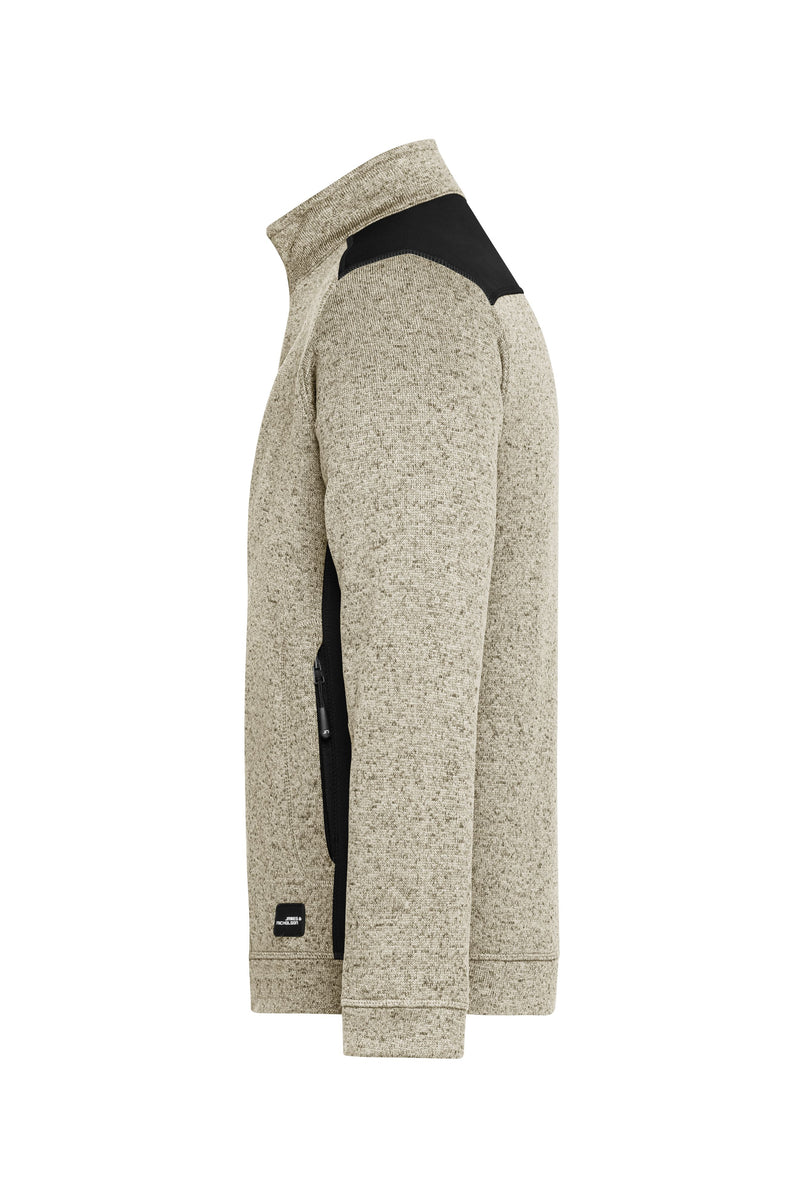 Laden Sie das Bild in Galerie -Viewer, Pflegeleichte Strickfleece Jacke im Materialmix - JN862
