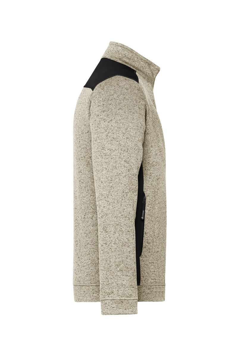 Laden Sie das Bild in Galerie -Viewer, Pflegeleichte Strickfleece Jacke im Materialmix - JN862
