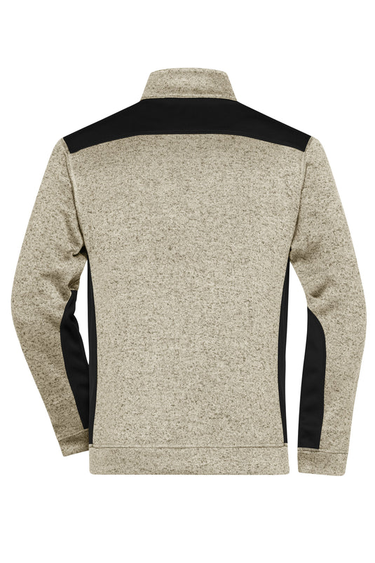 Pflegeleichte Strickfleece Jacke im Materialmix - JN862