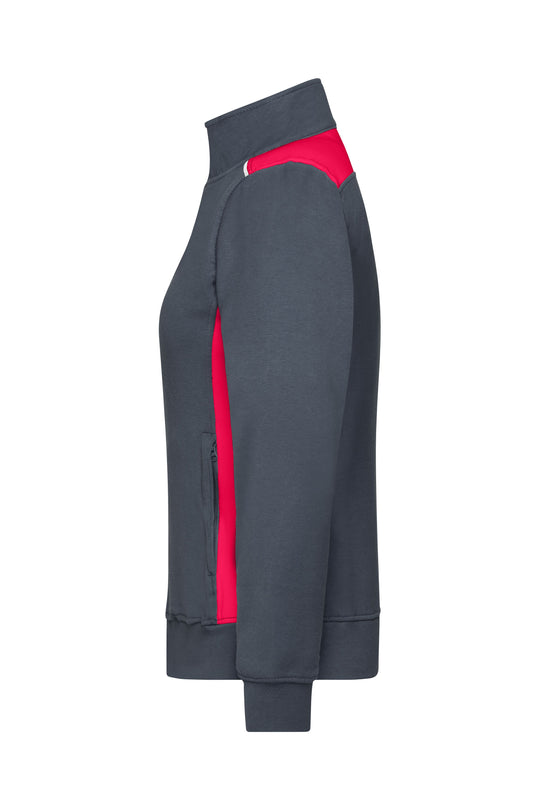 Sweat-Jacke mit Stehkragen und Kontrasteinsätzen - JN869