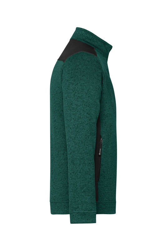 Pflegeleichte Strickfleece Jacke im Materialmix - JN862