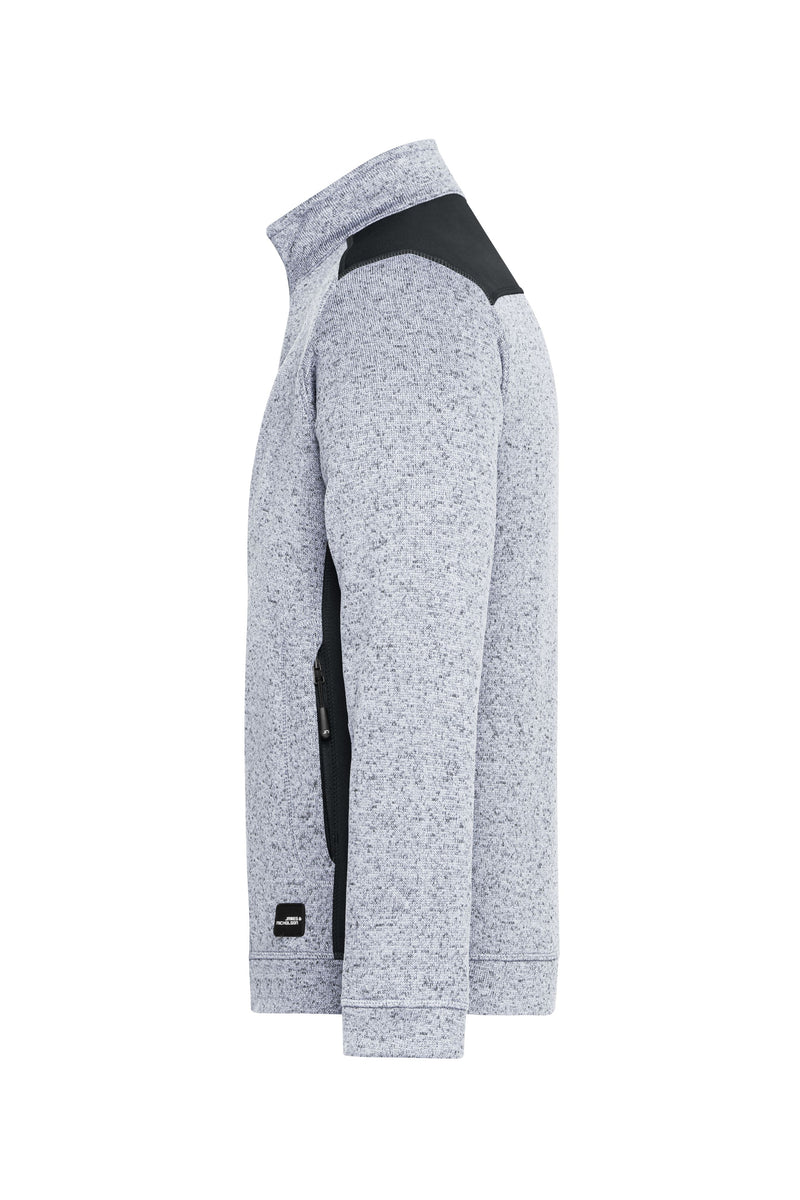 Laden Sie das Bild in Galerie -Viewer, Pflegeleichte Strickfleece Jacke im Materialmix - JN862
