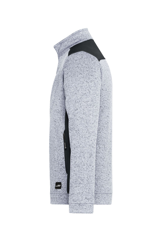 Pflegeleichte Strickfleece Jacke im Materialmix - JN862