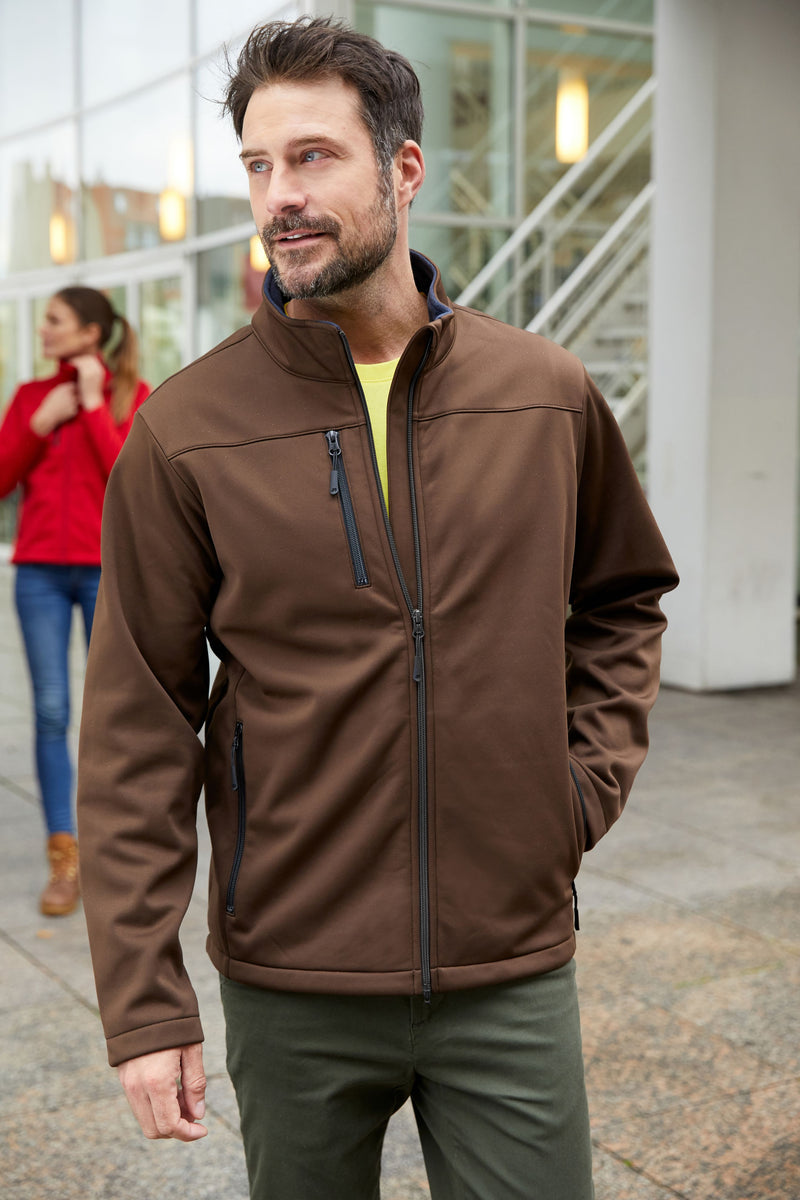 Laden Sie das Bild in Galerie -Viewer, Klassische Softshelljacke im sportlichen Design aus recyceltem Polyester - Herren - JN1172
