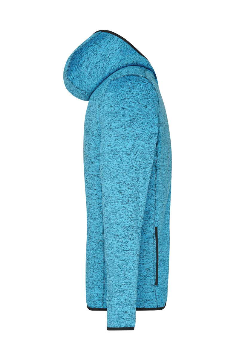 Laden Sie das Bild in Galerie -Viewer, Kapuzenjacke aus Strickfleece in Melangeoptik - Herren - JN589
