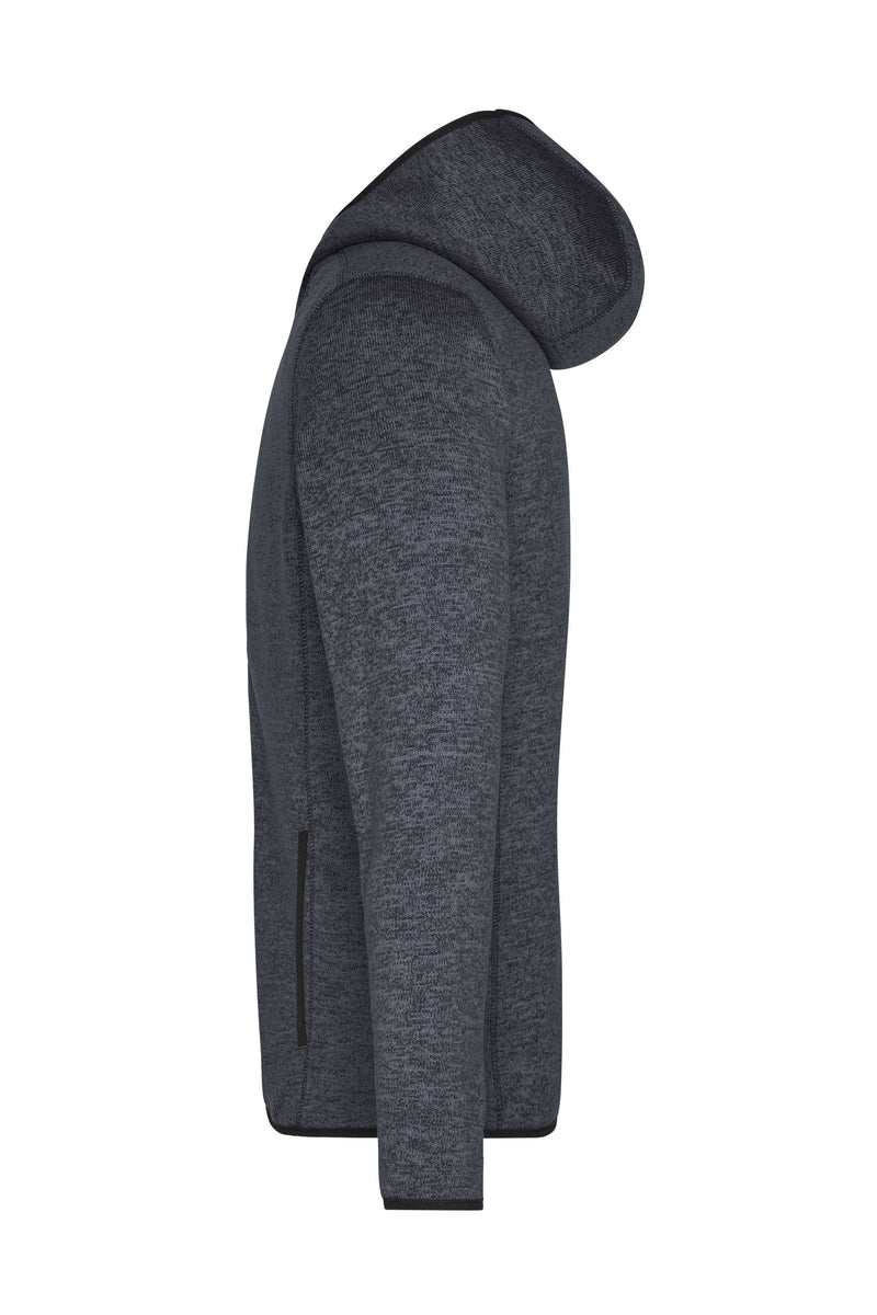 Laden Sie das Bild in Galerie -Viewer, Kapuzenjacke aus Strickfleece in Melangeoptik - Herren - JN589
