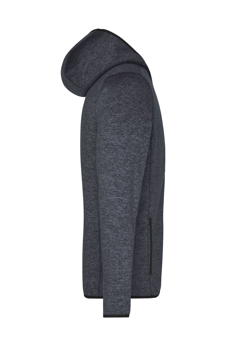 Laden Sie das Bild in Galerie -Viewer, Kapuzenjacke aus Strickfleece in Melangeoptik - Herren - JN589
