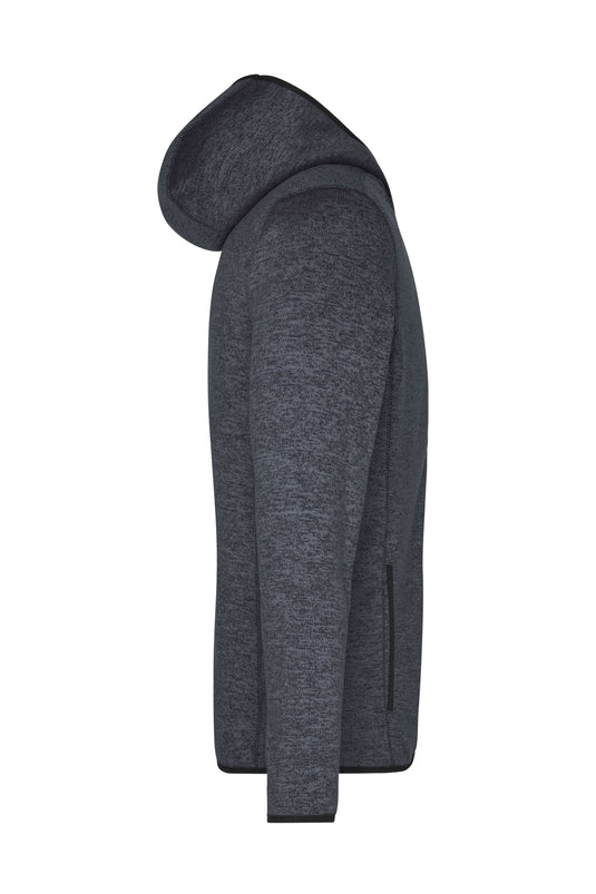 Kapuzenjacke aus Strickfleece in Melangeoptik - Herren - JN589